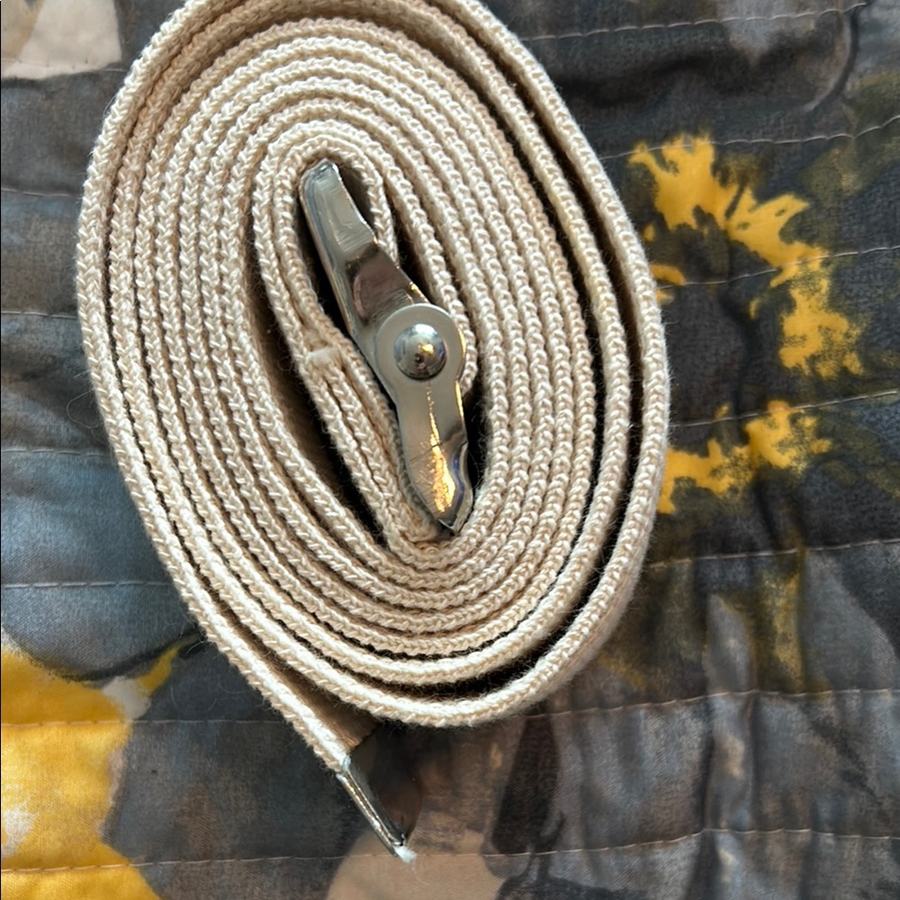 Gait Belt, Beige Canvas Belt with Silver Buckle